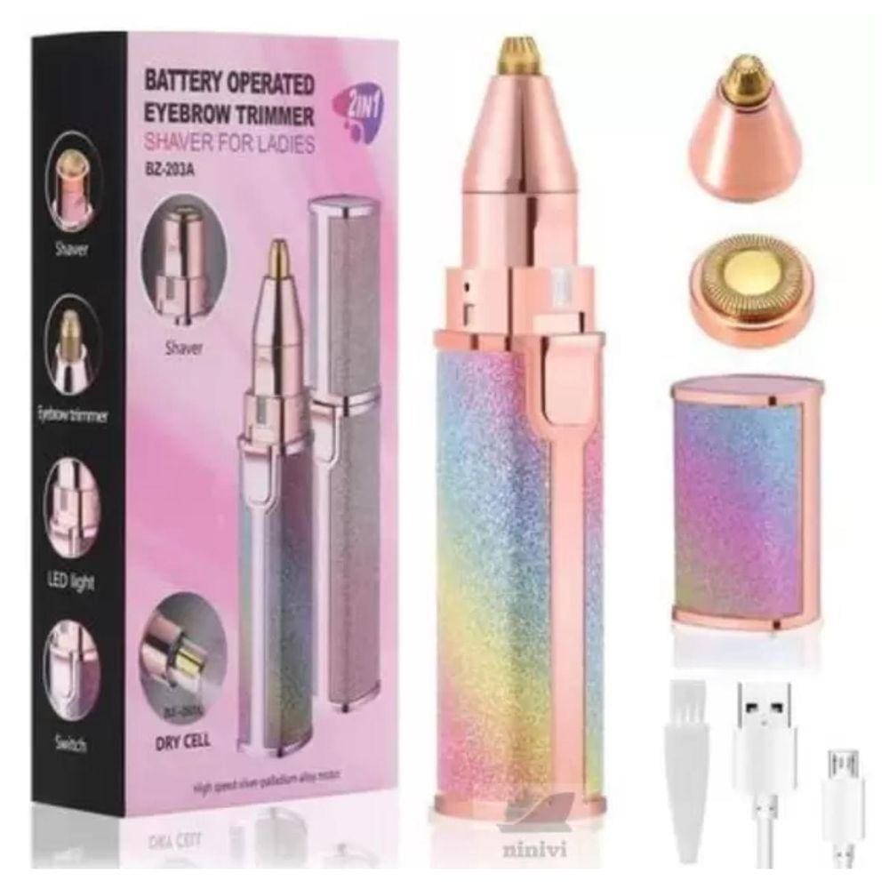 Aparador Removedor De Pelos Facial 2 Em 1 Batom USB LED