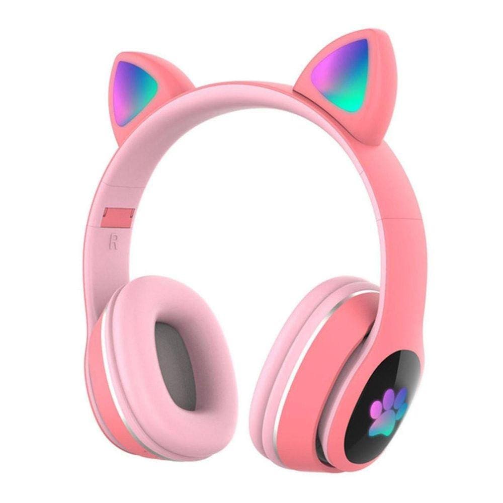 Headphone Orelha Gato Ear Cat Fone Ouvido Com Luzes Preto e Azul