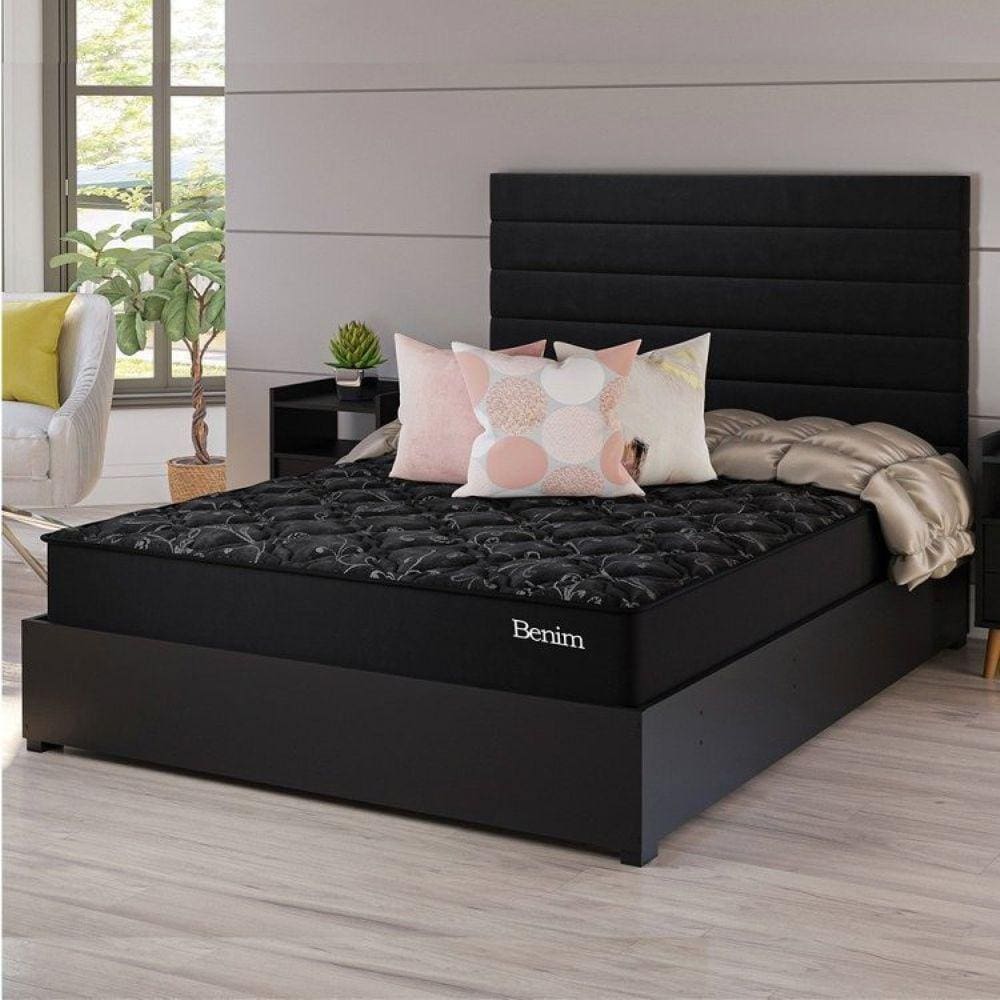 Conjunto Cama Box Casal Benim com Molas Ensacadas 138cmxcm188cmx60,4cm Preto