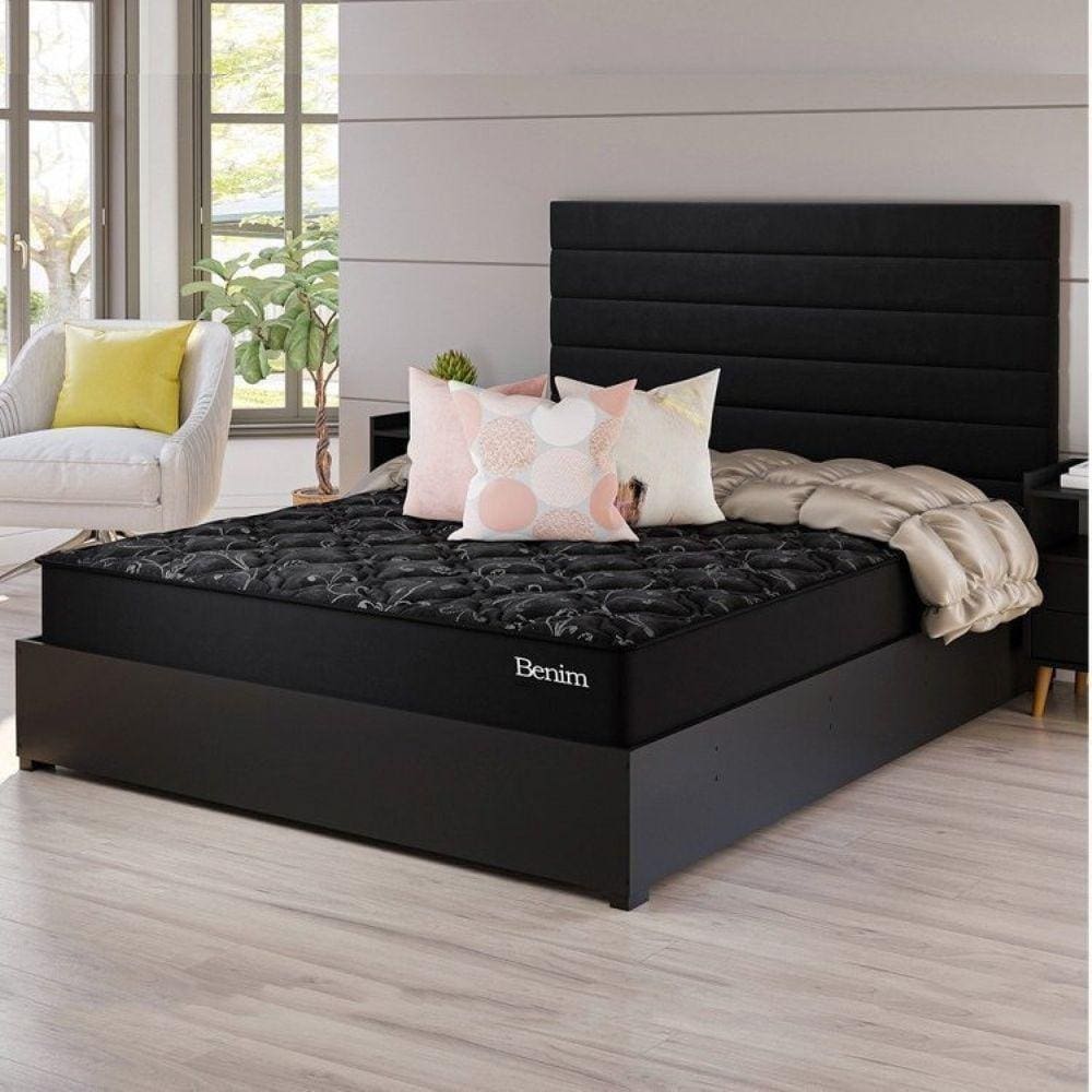 Conjunto Cama Box Queen Benim com Molas Ensacadas 158cmx198cmx60,4cm Preto