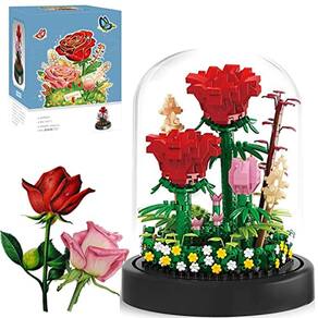 596PCS Flower Bouquet Building Set com tampa de poeira, Creati