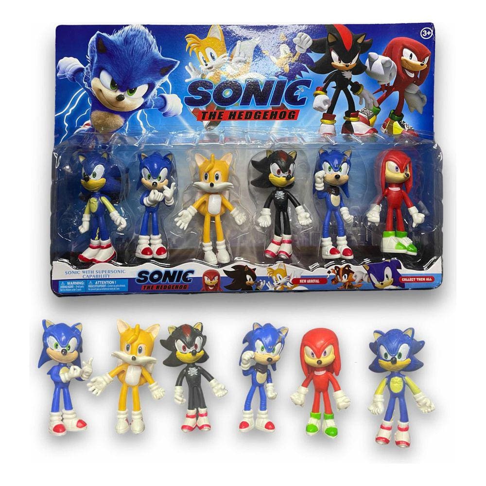 Kit 6 Bonecos Sonic & Seus Amigos Coleção Infantil Filme - Araujo