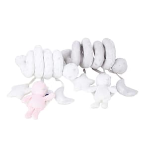 Carrinho de unicórnio rosa pendurando atividade de desenho animado espiral pelúcia pram pram brinquedo para criança