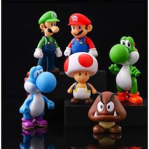 6Pack Super Mario Action Figures 12cm Luigi Yoshi Jogo Brinquedos