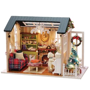 Casa de Bonecas de Madeira Mini de Natal