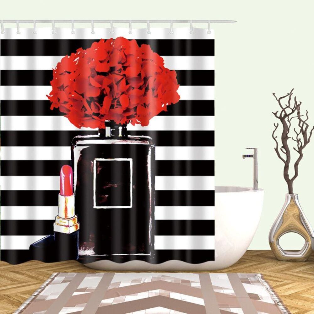 Creative Sexy Red Lips Menina Chuveiro Cortina Banheiro 3D Singl