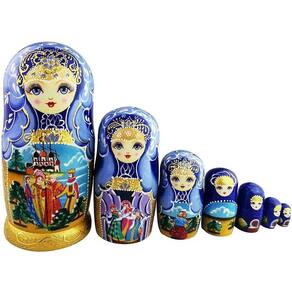 Linda menina azul e dourada e padrão de conto de fadas H