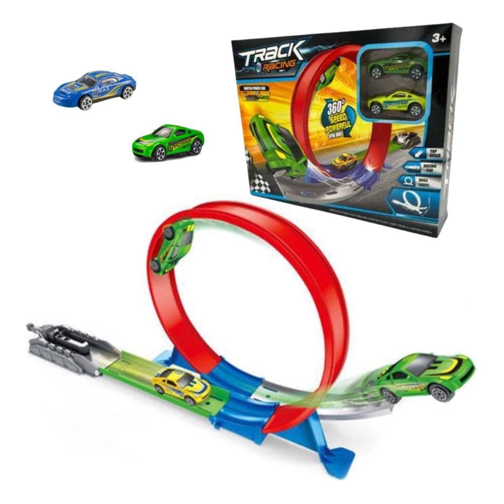 Pista Corrida Carrinho Brinquedo Infantil Looping 360 + 1 Moto