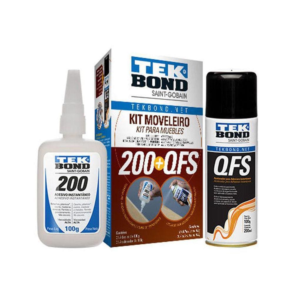 Kit Moveleiro Tekbond 200 Gel Mais Acelerador Para Cola Qfs
