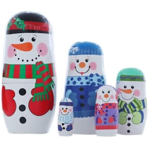 Bonecas de aninhamento russo de madeira 5 camadas novidade boneco de neve Stacki