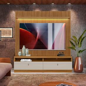 Rack Para Sala Com Painel 75 Polegadas Com LED Nature Off White Shop Jm