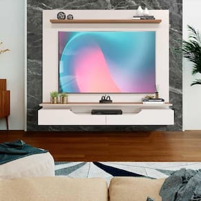 Painel Grande Para TV Até 60 Polegadas Off White Freijó Louise Shop JM
