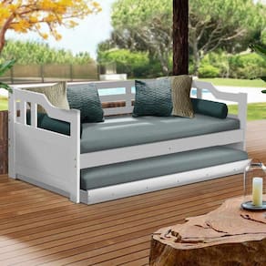 Sofá Cama Solteiro de Madeira Maciça Cama Auxiliar Atraente Branca