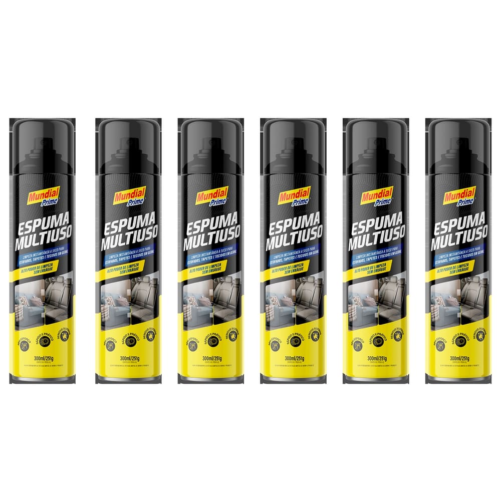 Kit 6 Limpa Estofados Geral Automotivo Banco Sofa Espuma Magica 300Ml Zip