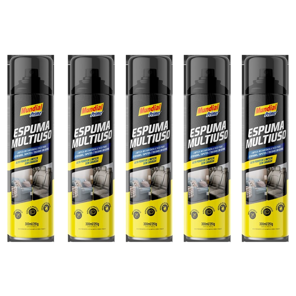 Kit 5 Limpa Estofados Geral Automotivo Banco Sofa Espuma Magica 300Ml Zip