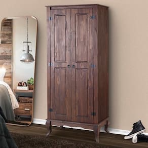 Guarda Roupa Antigo Pequeno 2 Portas Madeira Maciça Marrom Shop JM