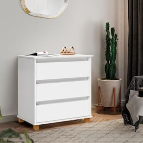 Mesa de Cabeceira 3 Gavetas Mini Cômoda EJ Branco