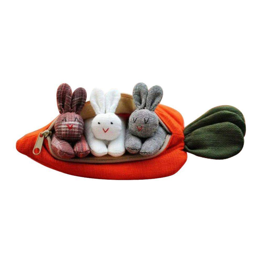 Unzip The Rabbit Doll Toy3 Coelhinhos em bolsa de cenoura