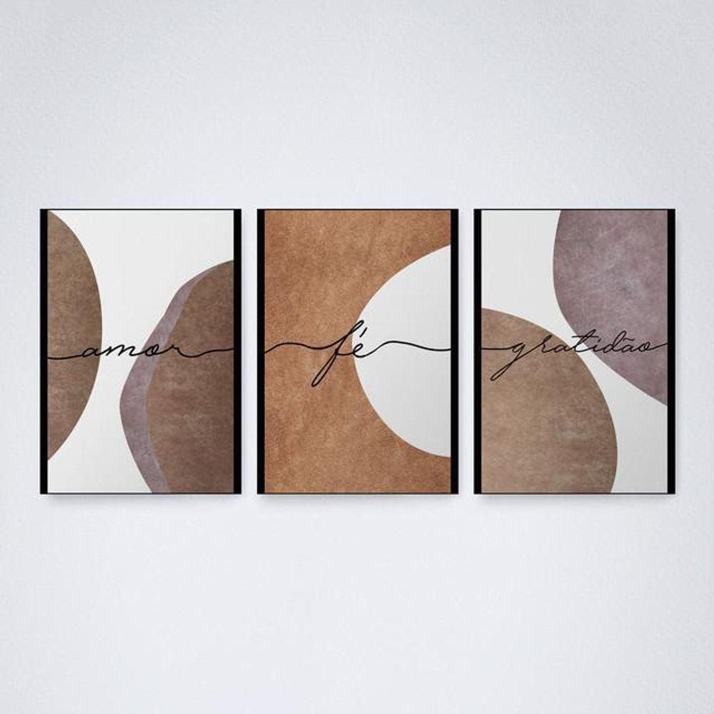 Quadro Decorativo Amor Fé e Gratidão V8 - 30x20cm