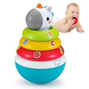 Yiosion Empilhamento Anéis Baby Toy com Unicorn Topper, Weebl