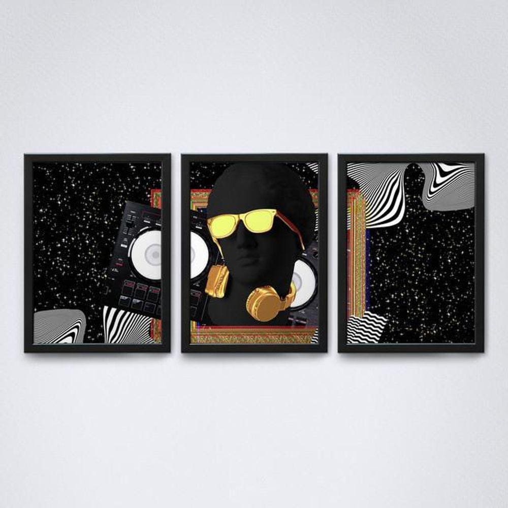 Quadro Decorativo Escultura Grega Tons Pretos A4 20x30cm