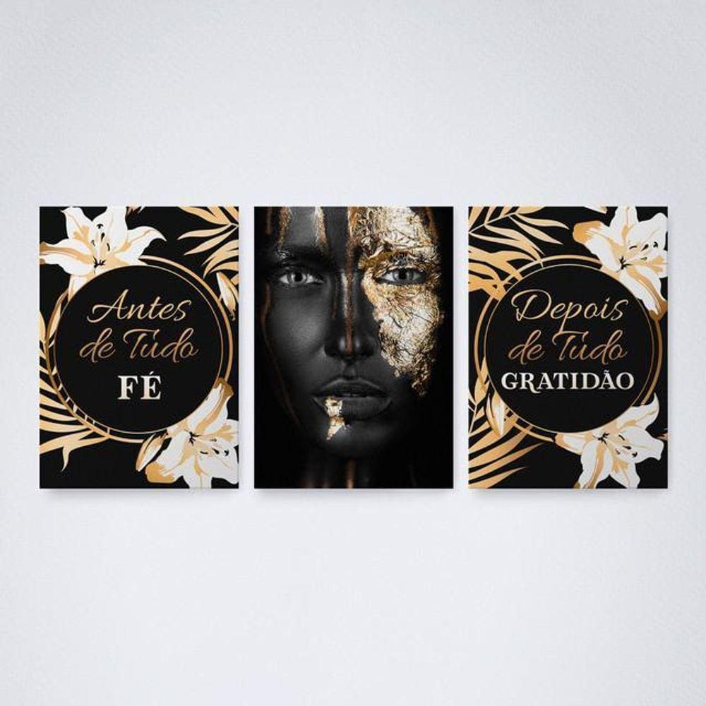 Quadro Decorativo fé e gratidão 30x20cm