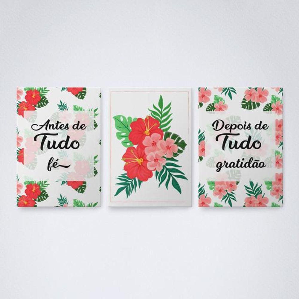 Quadro Decorativo Fé e Gratidão Tons V10 30x20cm