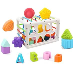 Cubo de Classificação de Forma TwKueor Baby com ABCD e Blocos de Forma