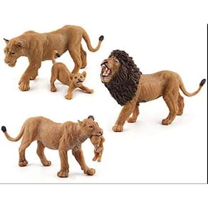 Modelo de animais selvagens simulados Figura de ação realista de animais de safári de plástico para educação científica de coleção (Família do Lions)