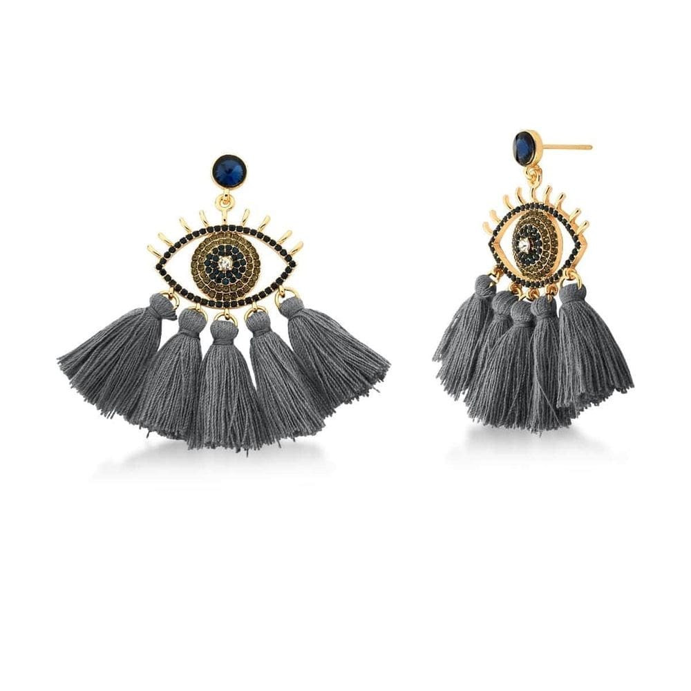 Brinco Dourado Tassel De Olho Grego