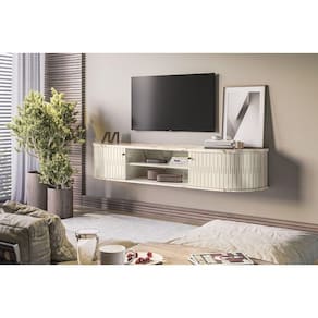 Rack Suspenso Ripado Algarve para TV até 75 polegadas- Calacata/Off White - Madetec