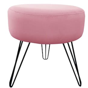 Puff Decorativos Sala Quarto Tunísia Veludo Rose Base Preta - Star Confort