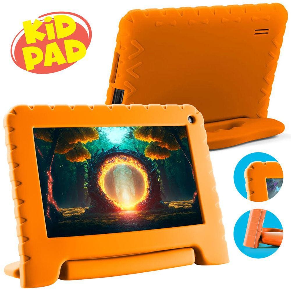 Tablet Infantil Multilaser NB380 Laranja Kid Pad Capa de Silicone 32GB Para  Criança  Netflix - Tablet Infantil - Magazine Luiza