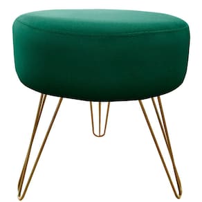 Puff Decorativos Sala Quarto Tunísia Veludo Verde Base Dourado - Star Confort