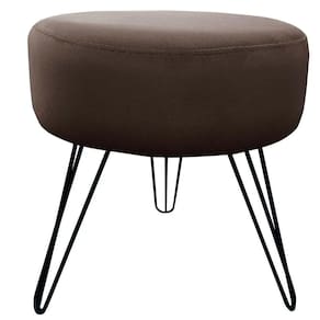 Puff Decorativos Sala Quarto Tunísia Veludo Marrom Base Preta - Star Confort