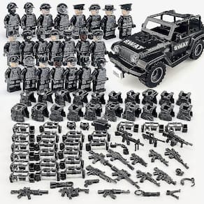 Série de Blocos de Construção Militares Black Special Police And Off