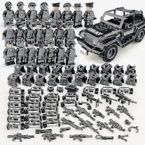 Série de Blocos de Construção Militares Black Special Police And Off