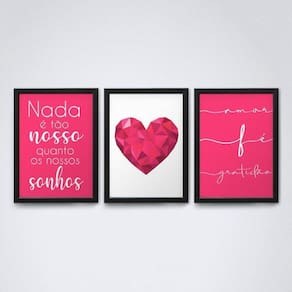 Quadros Decorativos - 3 Peças 30x20cm, Moldura Preta