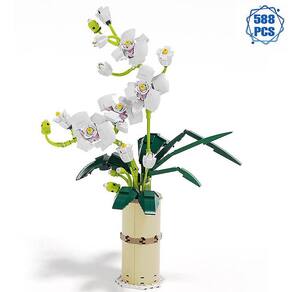 Ideias Criativas Flores Românticas Buquê Blocos de Construção Moc
