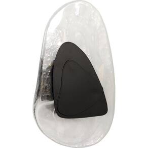 Arandela Stone Ø20x30cm Preto Vidro Translucido Moderna Led