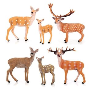 6pcs/set Sika Deer Figurine Animal Figurine Sika Veado Toy Ca