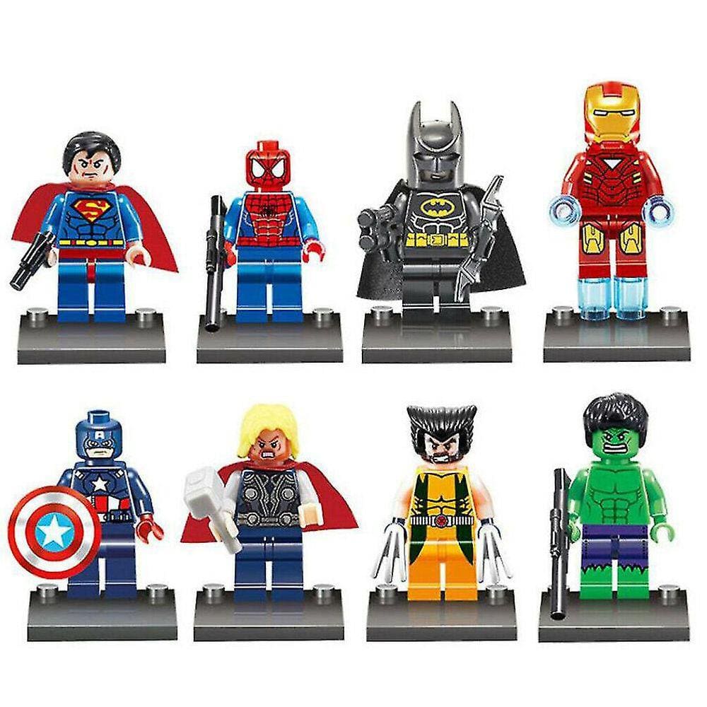 8pcs Batman Hulk Superman Mini Figuras Blocos de Construção Brinquedos