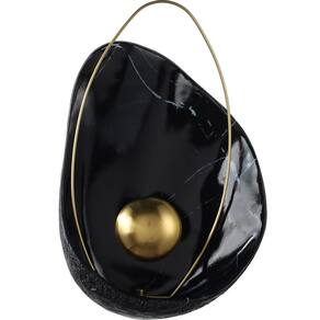 Arandela Cosmic Ø27x40cm Preto E Dourado Moderna Led