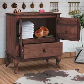 Buffet Rústico Madeira Maciça Pés Luis XV Marrom Shop JM