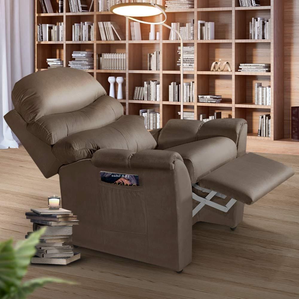 Poltrona Para Leitura Reclinável Suede Marrom Chad Shop JM - Marrom