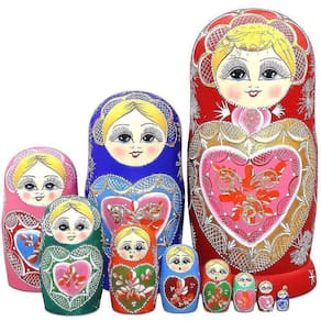 Matryoshka Boneca Russa Conjunto Basswood Air-dry Boneca pintada à mão 10 camadas