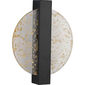 Arandela Cross Ø20x25cm Preto Acríl Transp C/ Folhas De Ouro