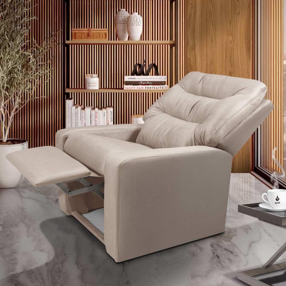 Poltrona Confortável Velveteen Bege Claro Turquia Shop JM - Bege Claro
