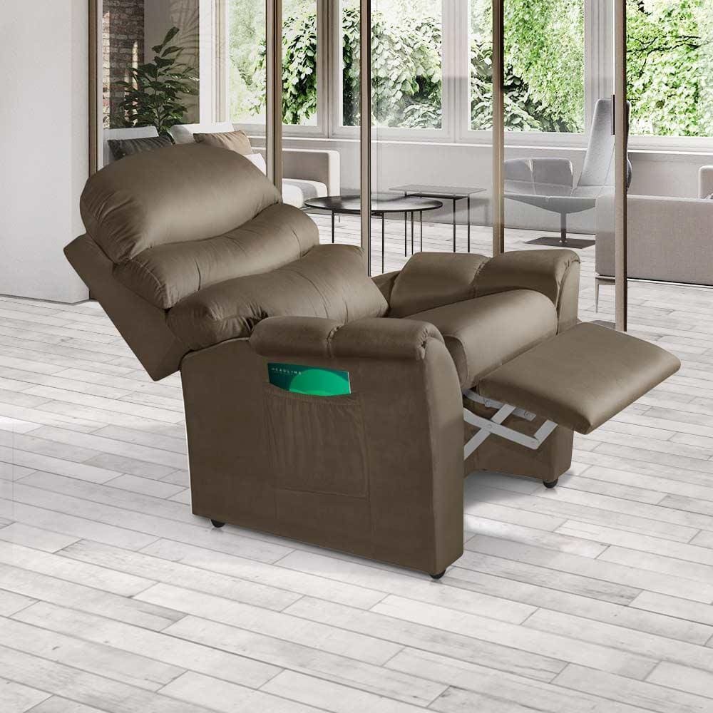 Poltrona do Papai Reclinavel Ibiza Tecido Veludo Marrom - LUAPA ESTOFADOS - Marrom