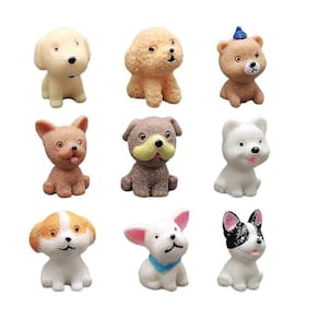 9pcs Dog Figurines Mini Filhote de cachorro Figuras Cães Animais Toy Deskt